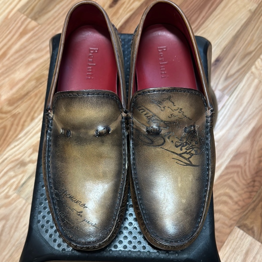 Brown Berluti Leather Men's Loafers